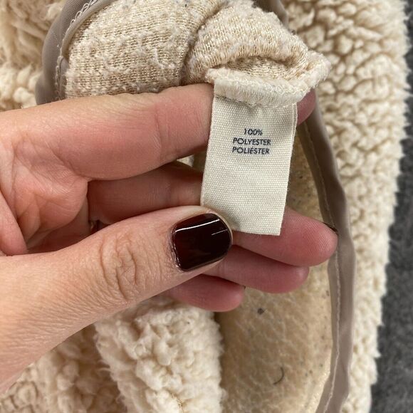 BKE Jacket Women M Medium White Fleece High Neck Long Sleeve Pockets Button - Picture 6 of 7